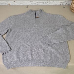 Alan Flusser Light Gray Zip Up Sweater 100% Cashmere